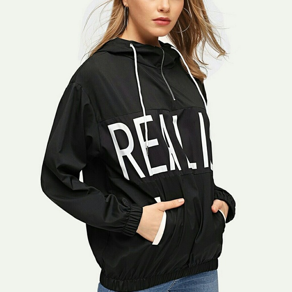 SHEIN GRAPHIC OVERSIZED HOODED WINDBREAKER - Picture 2 of 4